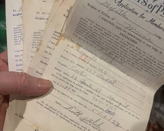 Lot 70: 13+\- applications for Knights of Pythias Kennebunk Maine