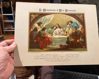 Lot 86: 1908 Nice Certificate in Remembrance of First Communion Los Angeles