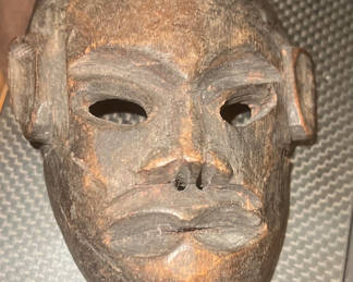 Lot 59: Japanese small tiki evil demon hand carved wood mask