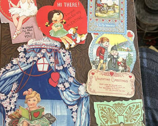 Lot 131: 6 Antique Valentine Card Lot 1930s