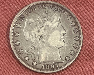 Lot 24: 1897 US Barber Silver Half Dollar Full Liberty 