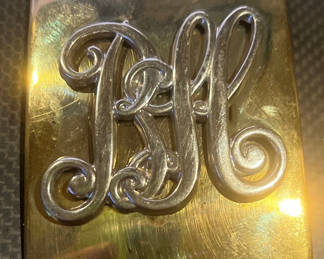 Lot 74: 1870s US Military Brass Clipped Corner Chest Plate with Monogram