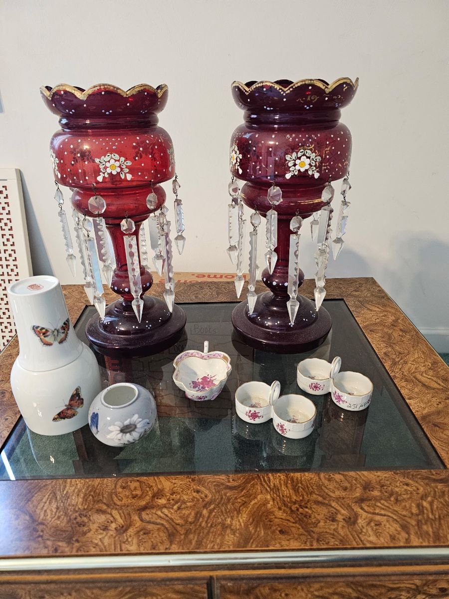 Pair of Beautiful Victorian Mantle Lusters 