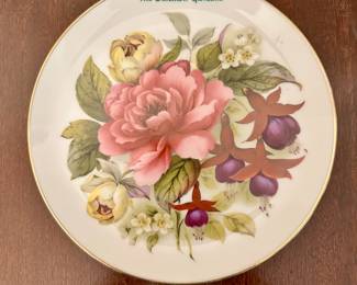 Butchart Gardens porcelain plate featuring peony and fuchsia.