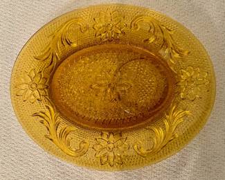 Indiana Glass golden amber oval plate.