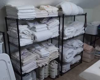 King, Queen and Full sheets; towels, bathmats, etc. 