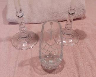 Fifth Ave candleholders (Charleston pattern); Tipperary crystal candle holder 