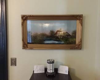 Reverse painting with minor paint loss 