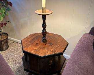 VINTAGE OCTAGON SHAPED DRUM TABLE LAMP