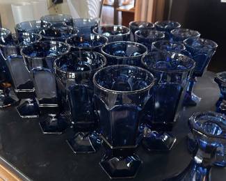 VINTAGE COBOLT BLUE GLASS GOBLETS