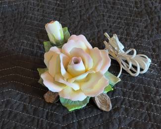 mid century porcelain rose lamp