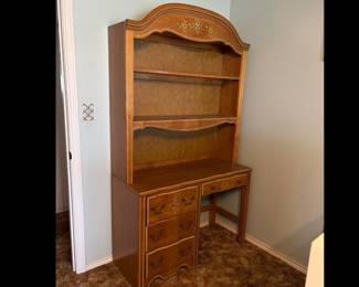 vintage American style student desk bookcase combo