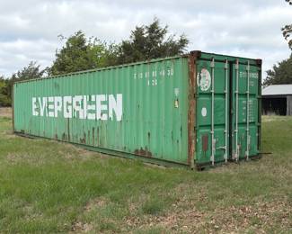 40-foot Connex shipping container with shelving and lights