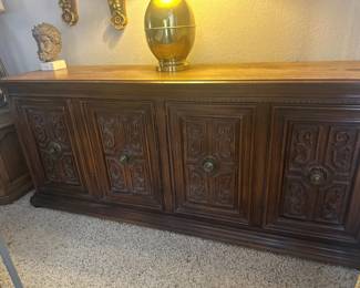Carved wooden sideboard console