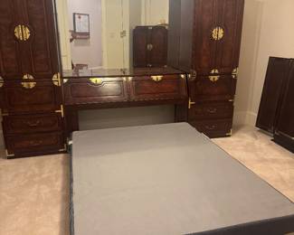 Bernhardt queen bed with surround storage 