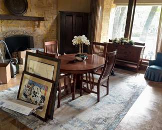 Mission style ding table and chairs