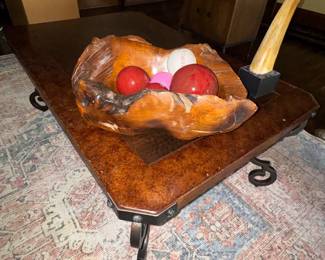 Coffee table wood and iron