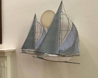 Metal sailboat wall art