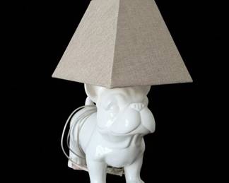 White Ceramic French Bulldog Table Lamp