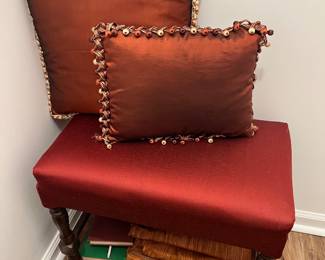 Satin Stool and Pillows