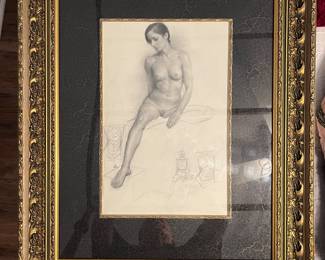 Original sketch study, nude. Drawn in Paris