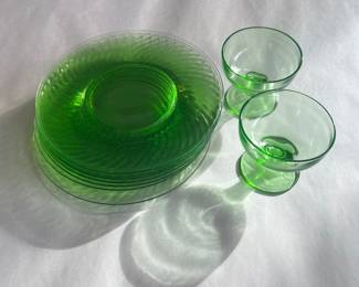 Green Depression Glass 