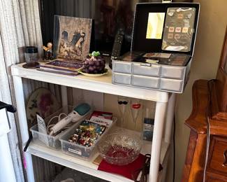 Toshiba 32 inch TV with remote, Ulta beauty make up set in quilted case, knitter’s companion includes DVDs with 80+ demos and techniques, Toby, travel, steamer, etc.