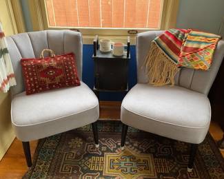 Pair of really comfortable chairs for bedroom or living room soft gray upholstery good condition