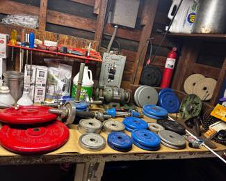 Bells from 5 pounds to 25 pounds in sets of two and hand grips all sold separately