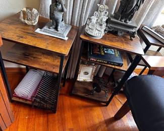 Four side tables in total top measures 12 x 14 1/2” with adjustable shelf