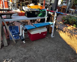 Weight bench and pole to be used with all the weights in previous photo