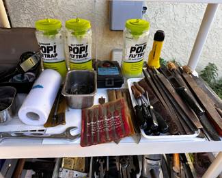 Files, not the office kind, filing tools of all sizes, drill bits by the bin,