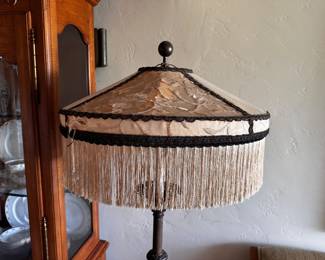 This is a detail of the shade on the table lamp, which measures 24 inches across and 13 inches deep