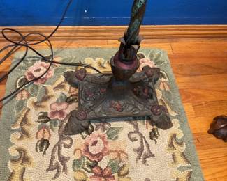 Gorgeous metal work base of lamp measures 9 x 13”