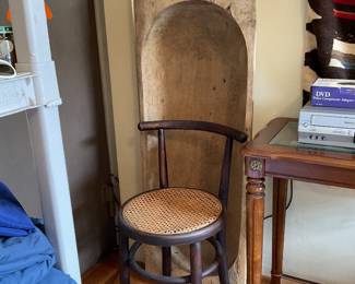 Antique dough tub, Eastern Europe, single bentwood chair