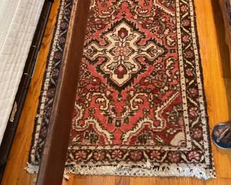 One of many small area rugs, handmade hand woven painted rug measures 27 x 42“