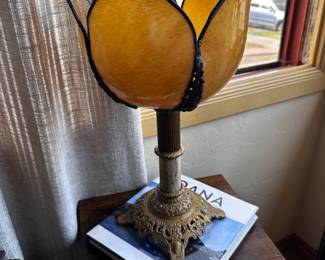 Tulip shaped slag glass holder, not a lamp just lovely