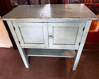 Shabby aqua table darker than the color looks is 30 wide by 16 deep