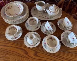 Polish porcelain cups and saucers, creamer, and sugar platter, and plates plates will sell separately