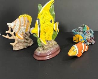 Ceramic Tropical Fish Figurines (Set of 4)