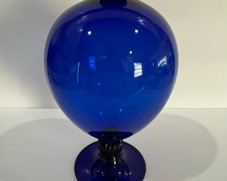 Veronese Style Murano Art Glass Vase, Cobalt Blue