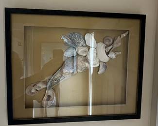 Framed Seashell Assemblage Art