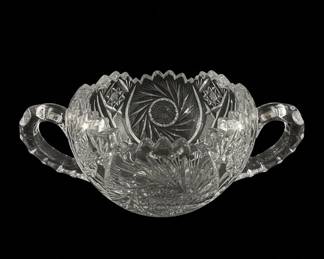 American Brilliant Cut Glass Sugar Bowl with Pinwheel Motif