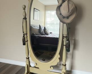 Vintage Cheval Floor Mirror with Tassels
