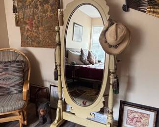 Vintage Cheval Floor Mirror with Tassels