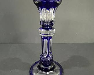 Ajka Crystal Cobalt Blue Candlestick