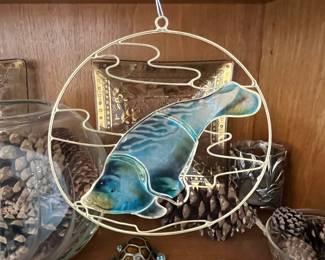 Enamel and Brass Manatee Suncatcher