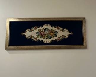 Vintage Floral Needlepoint Panel in Gilt Frame