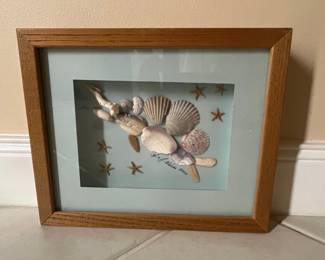 Framed Seashell Mosaic Artwork