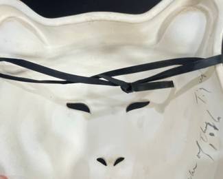 Signed Ceramic White Tiger Mask